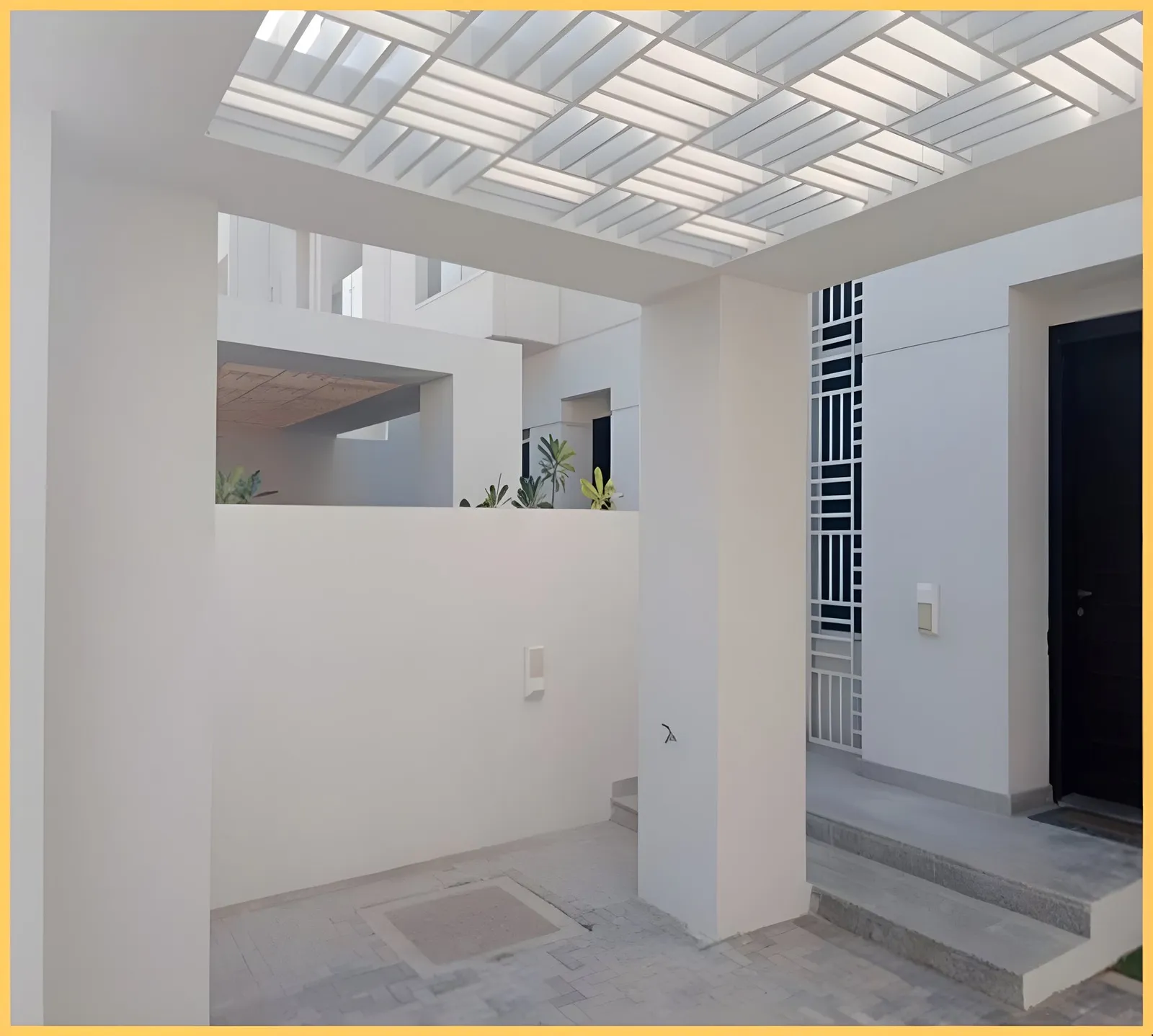 White gypsum and paint finishes in a commercial interior