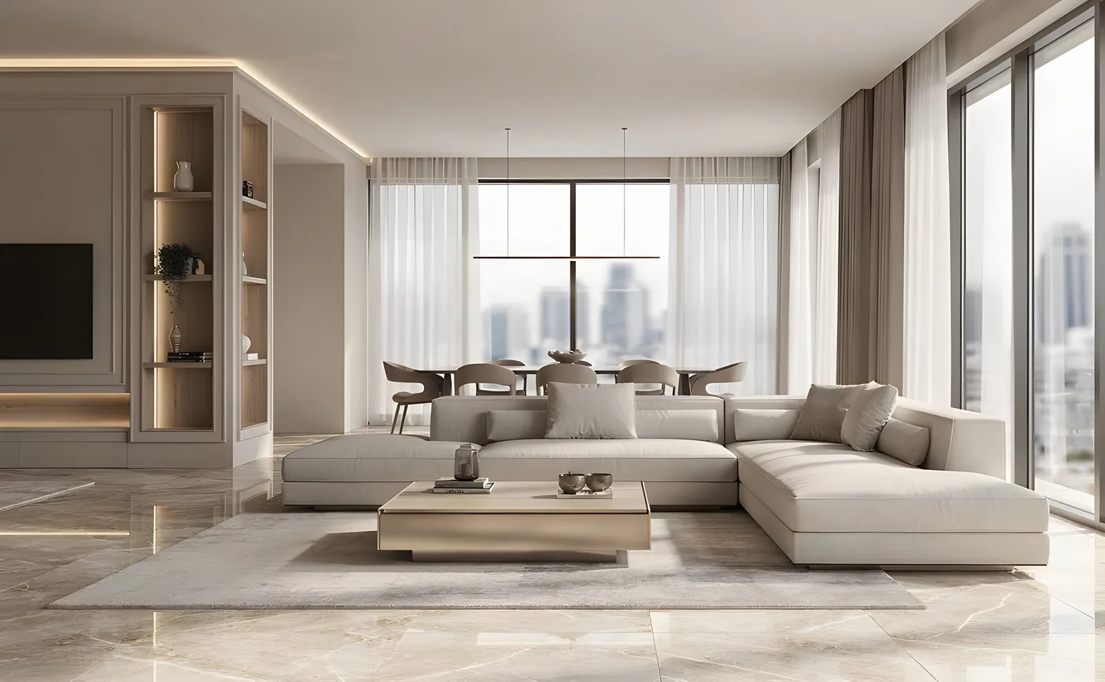 Finished majlis living space with joinery and lighting